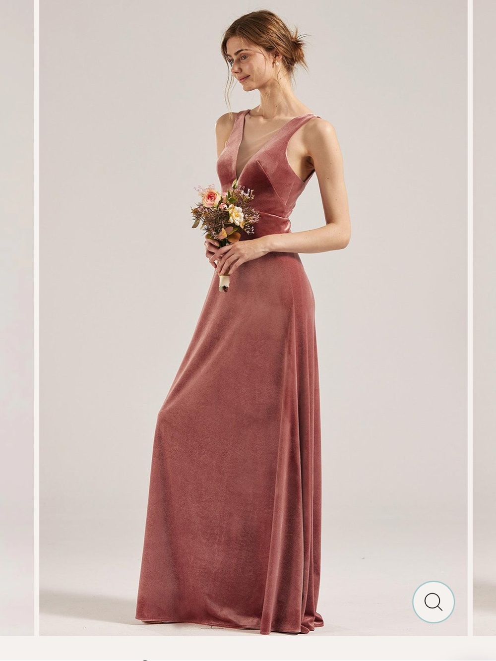 V Neck Velvet Bridesmaid Dress RV008 - Dusty Rose